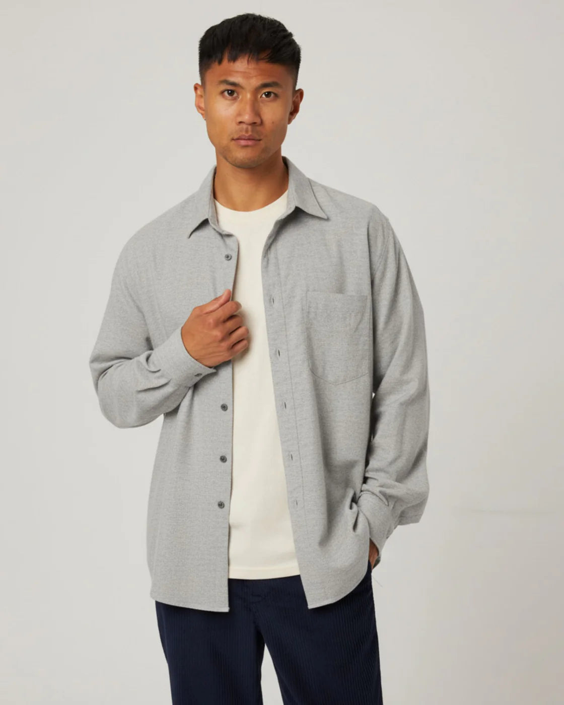 Peregrine | Chemise ''Manor'' en coton et cachemire mélangés - Gris