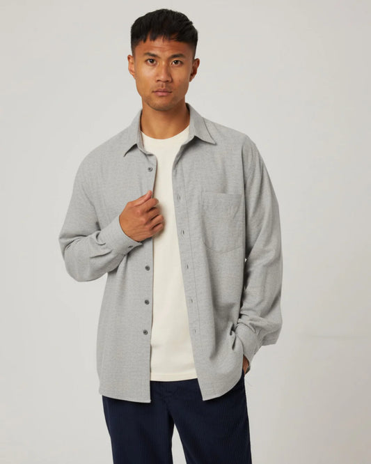 Peregrine | Chemise ''Manor'' en coton et cachemire mélangés - Gris