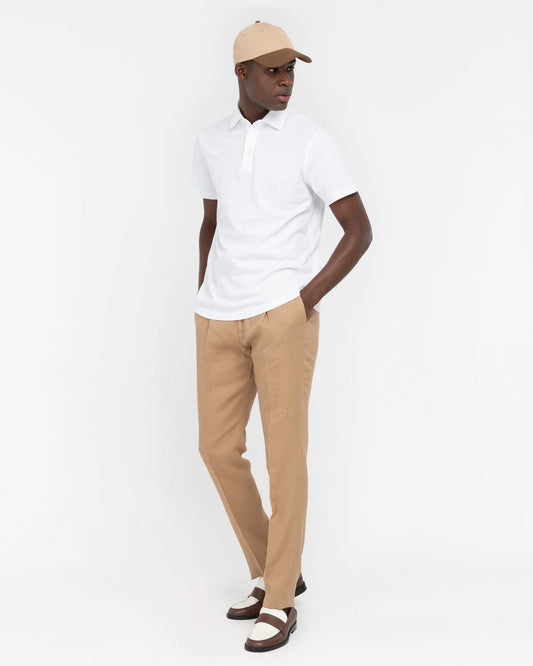 Manuel Ritz | Polo en jersey de coton et lin- Blanc