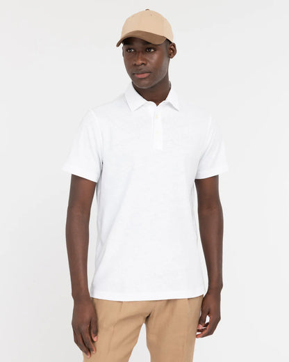 Manuel Ritz | Polo en jersey de coton et lin- Blanc