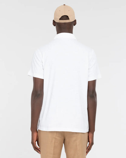 Manuel Ritz | Polo en jersey de coton et lin- Blanc