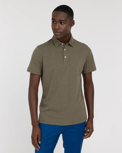 Manuel Ritz | Polo en jersey de coton et lin- Khaki