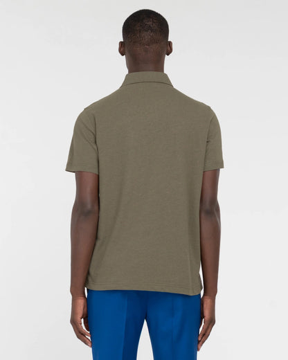 Manuel Ritz | Polo en jersey de coton et lin- Khaki
