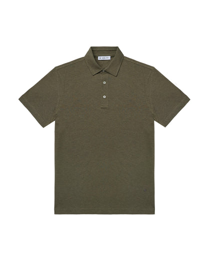 Manuel Ritz | Polo en jersey de coton et lin- Khaki