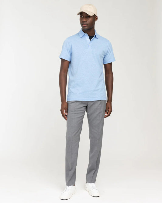 Manuel Ritz | Polo en jersey de coton et lin- Bleu