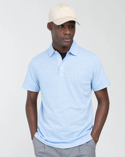 Manuel Ritz | Polo en jersey de coton et lin- Bleu