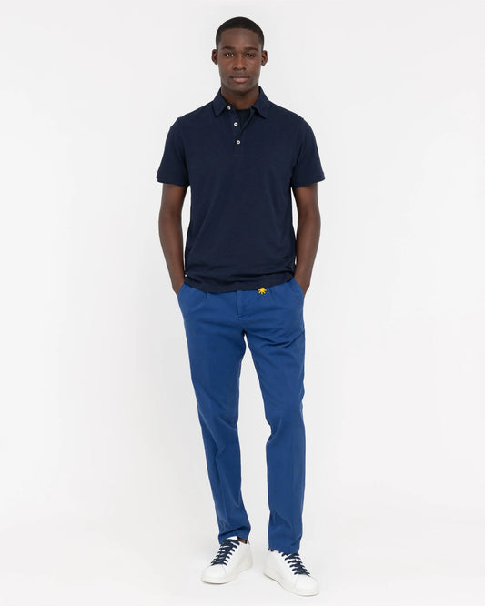 Manuel Ritz | Polo en jersey de coton et lin- Bleu marine