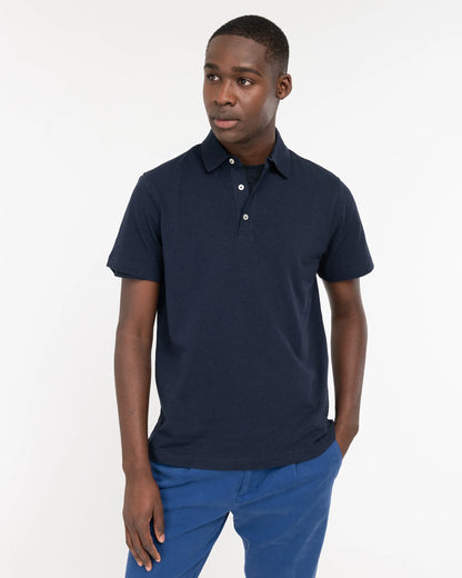 Manuel Ritz | Polo en jersey de coton et lin- Bleu marine