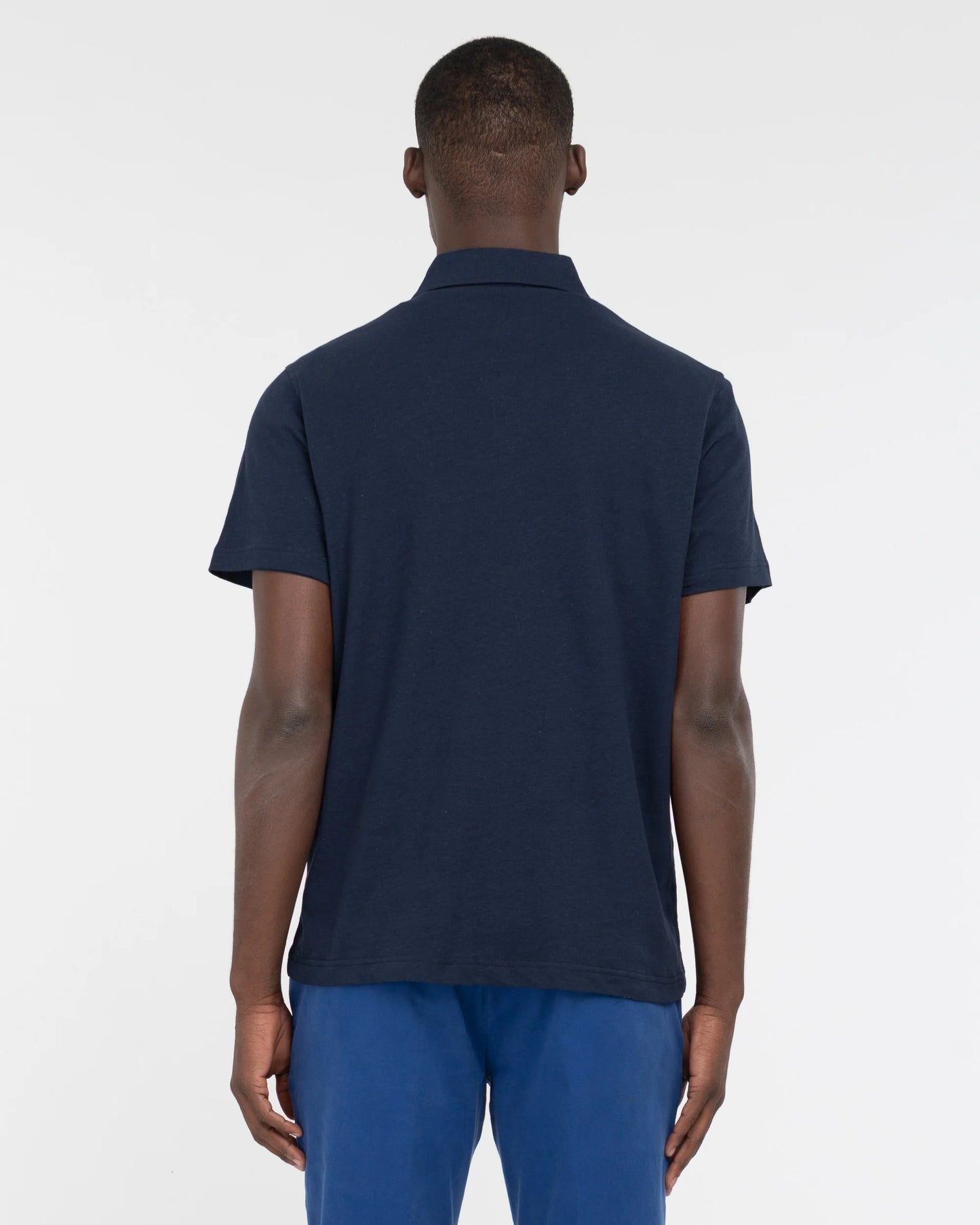 Manuel Ritz | Polo en jersey de coton et lin- Bleu marine