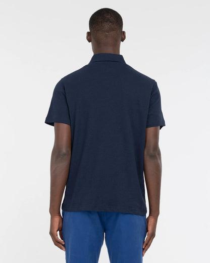 Manuel Ritz | Polo en jersey de coton et lin- Bleu marine