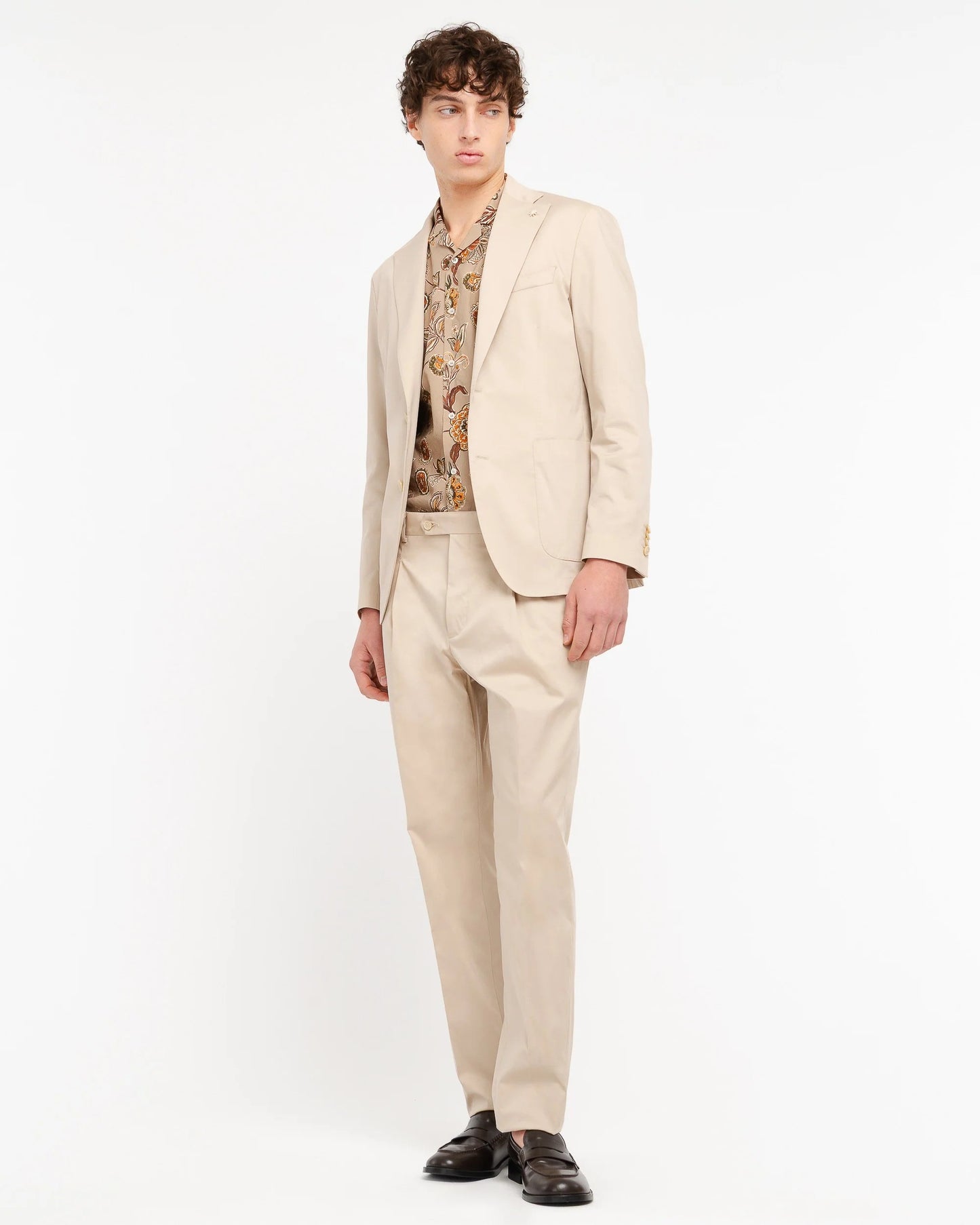 Manuel Ritz |  costume slim en sergé stretch de coton mélangé - Beige