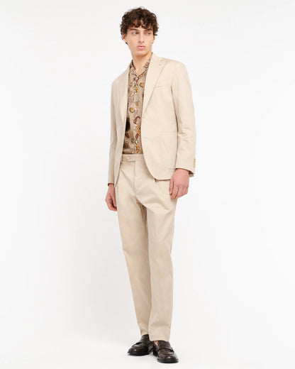 Manuel Ritz |  costume slim en sergé stretch de coton mélangé - Beige
