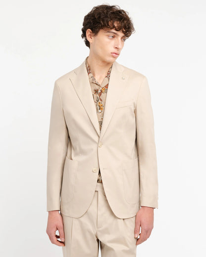 Manuel Ritz |  costume slim en sergé stretch de coton mélangé - Beige