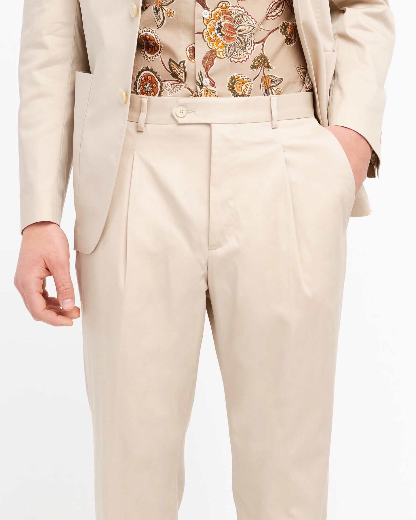 Manuel Ritz |  costume slim en sergé stretch de coton mélangé - Beige