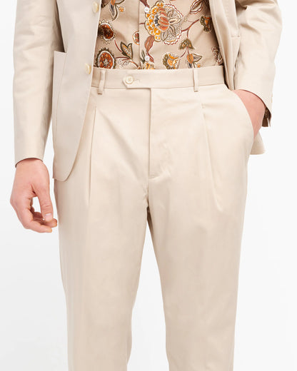 Manuel Ritz |  costume slim en sergé stretch de coton mélangé - Beige