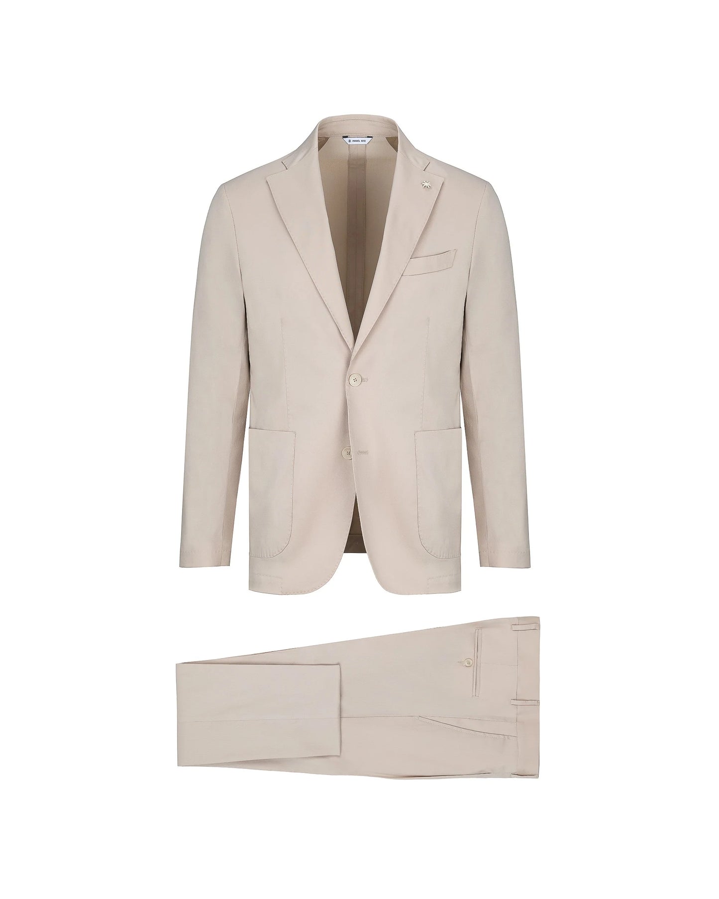 Manuel Ritz |  costume slim en sergé stretch de coton mélangé - Beige