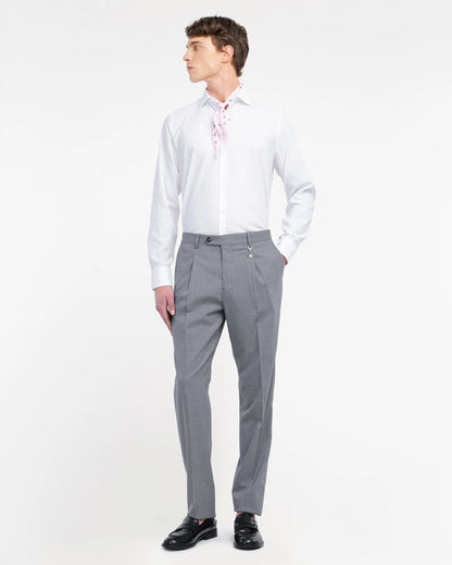 Manuel Ritz | Chemise slim fit en coton et lin délavée - Blanc