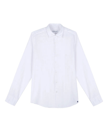 Manuel Ritz | Chemise slim fit en coton et lin délavée - Blanc