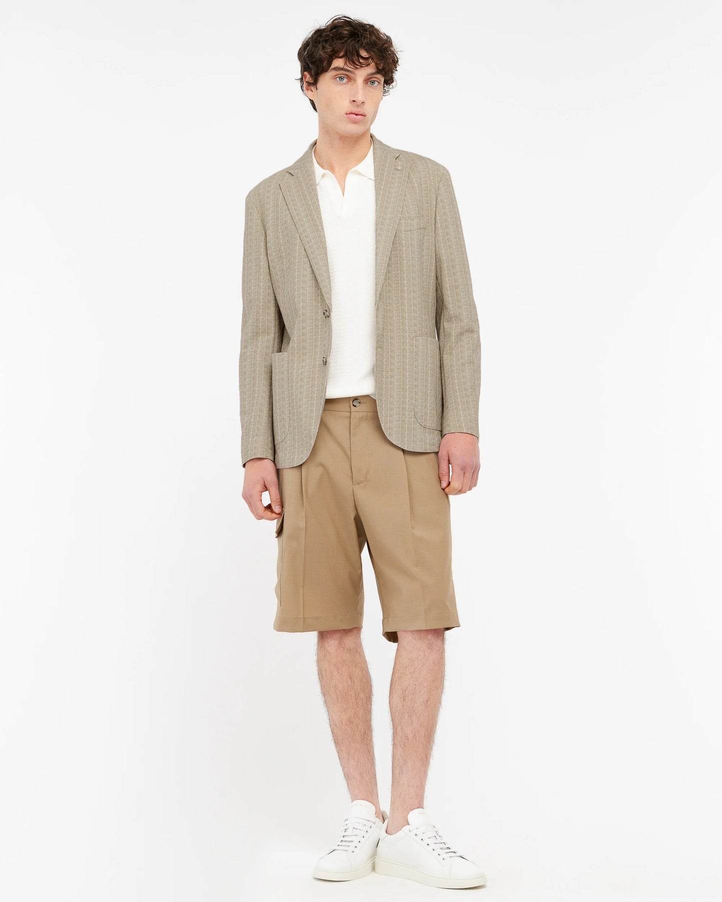 Manuel Ritz | Veste rayée Nuvola en jersey de coton mélangé - Beige