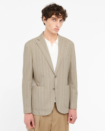 Manuel Ritz | Veste rayée Nuvola en jersey de coton mélangé - Beige