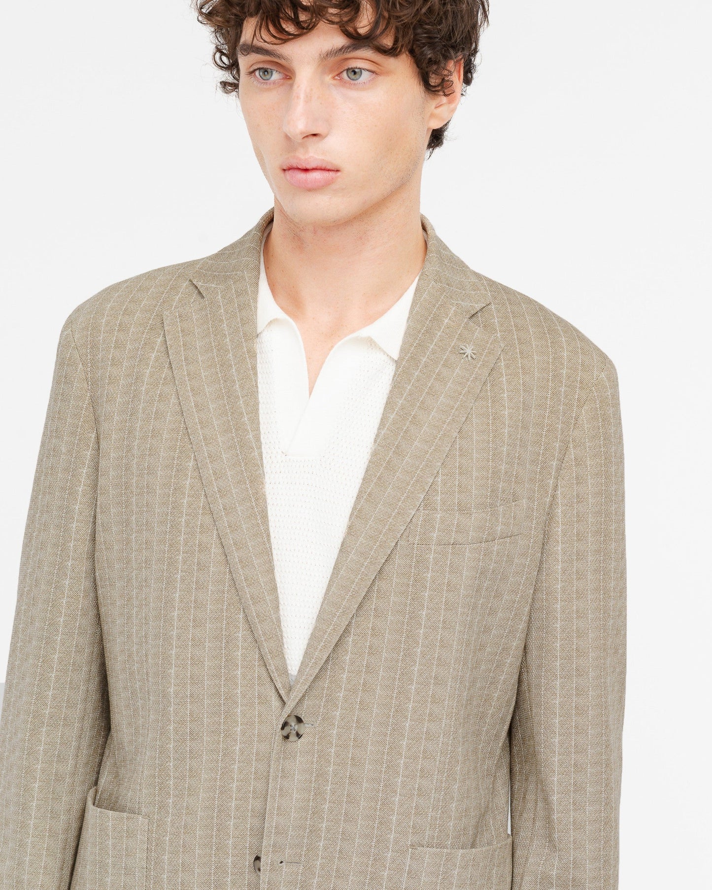 Manuel Ritz | Veste rayée Nuvola en jersey de coton mélangé - Beige