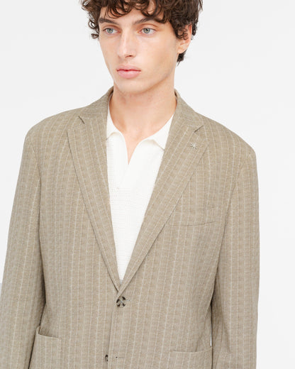 Manuel Ritz | Veste rayée Nuvola en jersey de coton mélangé - Beige