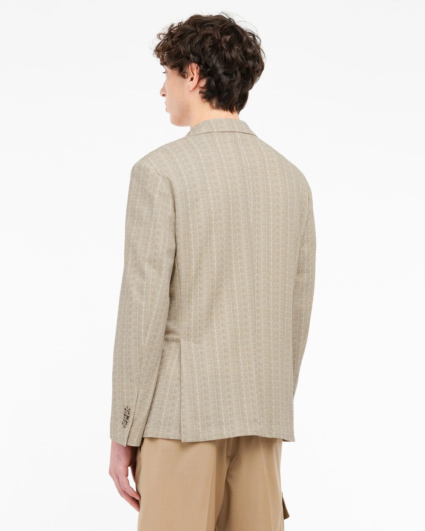 Manuel Ritz | Veste rayée Nuvola en jersey de coton mélangé - Beige