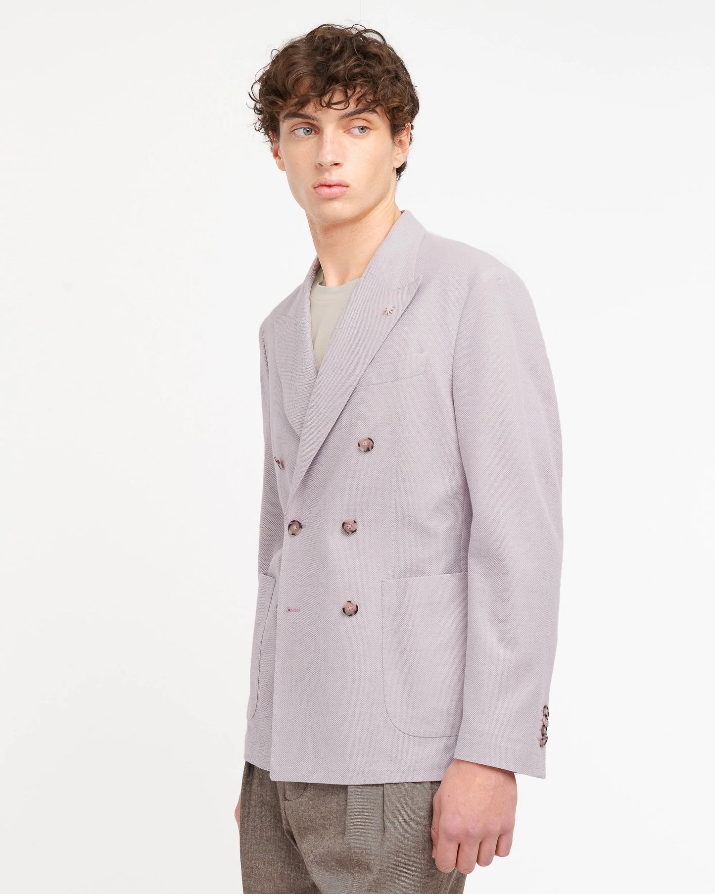 Manuel Ritz | Veste croisée en jersey de coton piqué - Rose