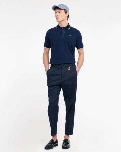 Manuel Ritz | Polo en piqué avec col contrasté  - Bleu