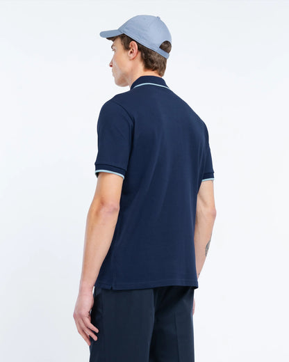 Manuel Ritz | Polo en piqué avec col contrasté  - Bleu