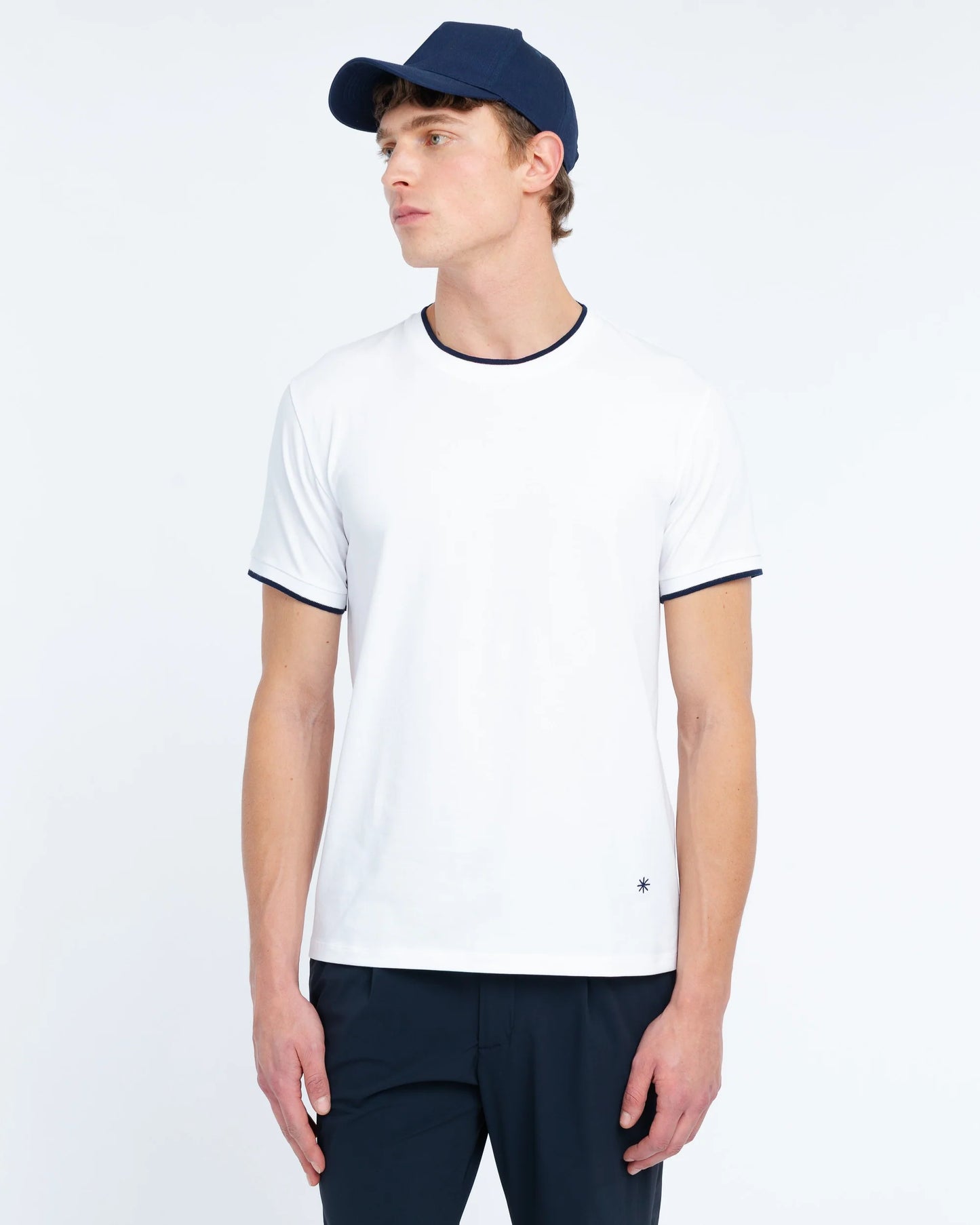 Manuel Ritz | T-shirt en jersey de coton stretch à contrastes - Blanc