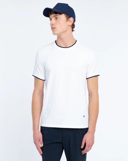 Manuel Ritz | T-shirt en jersey de coton stretch à contrastes - Blanc
