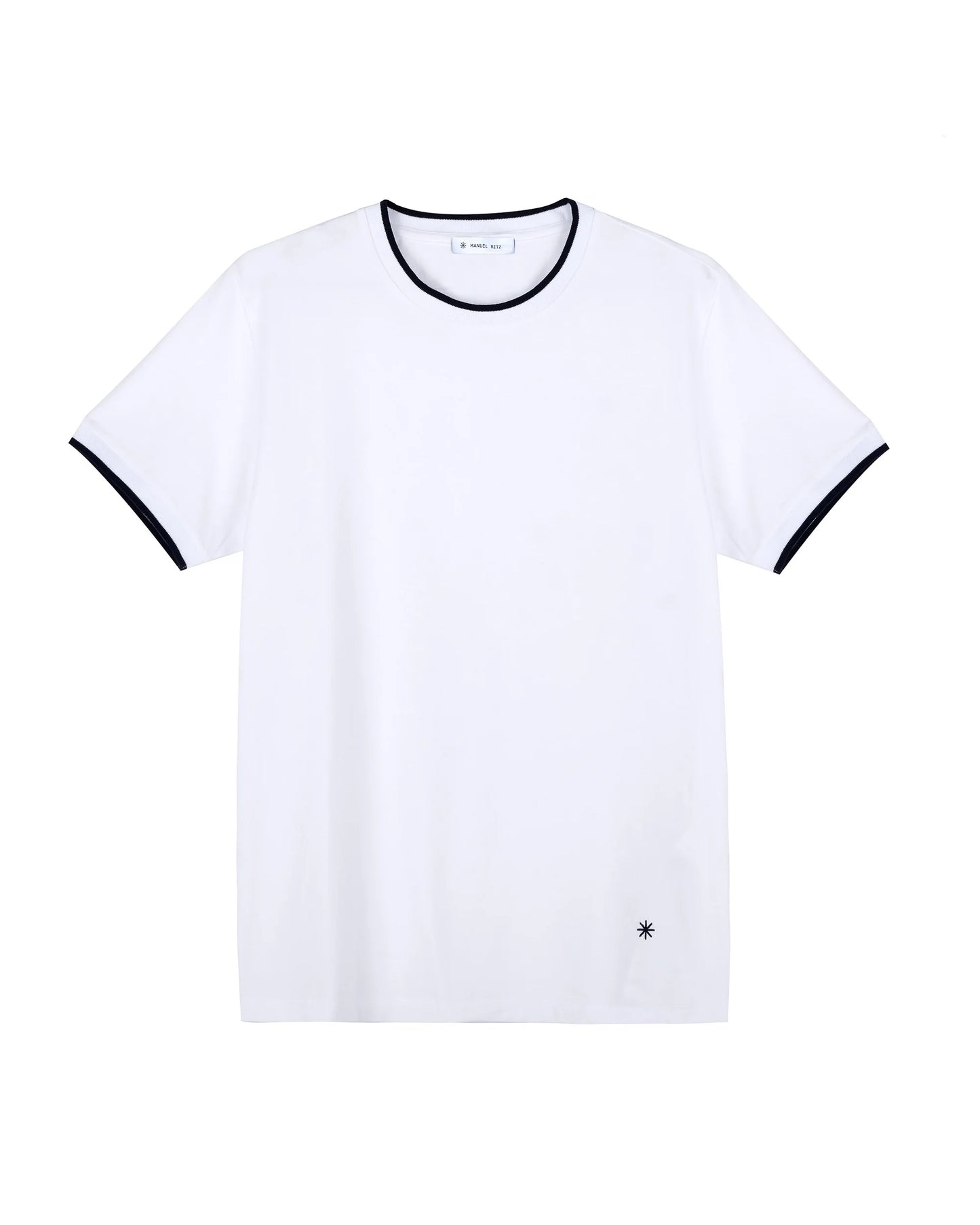 Manuel Ritz | T-shirt en jersey de coton stretch à contrastes - Blanc