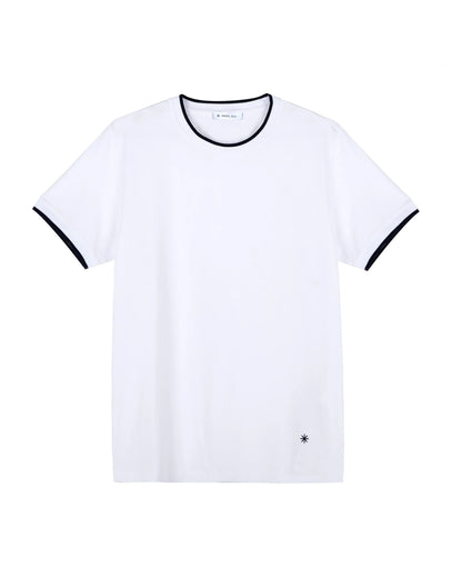 Manuel Ritz | T-shirt en jersey de coton stretch à contrastes - Blanc