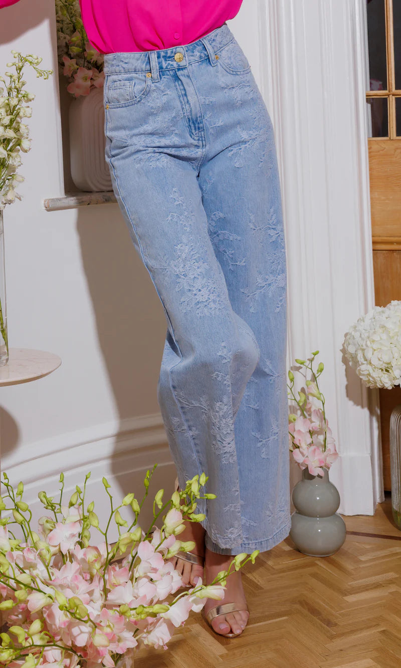 Generation Love | Le jean Milagro à broderies florales - Bleu