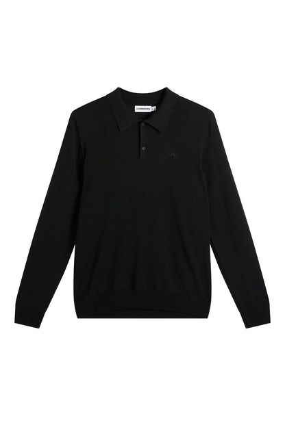 J.Lindeberg |  Polo en laine mérinos tricotée Kai - Noir