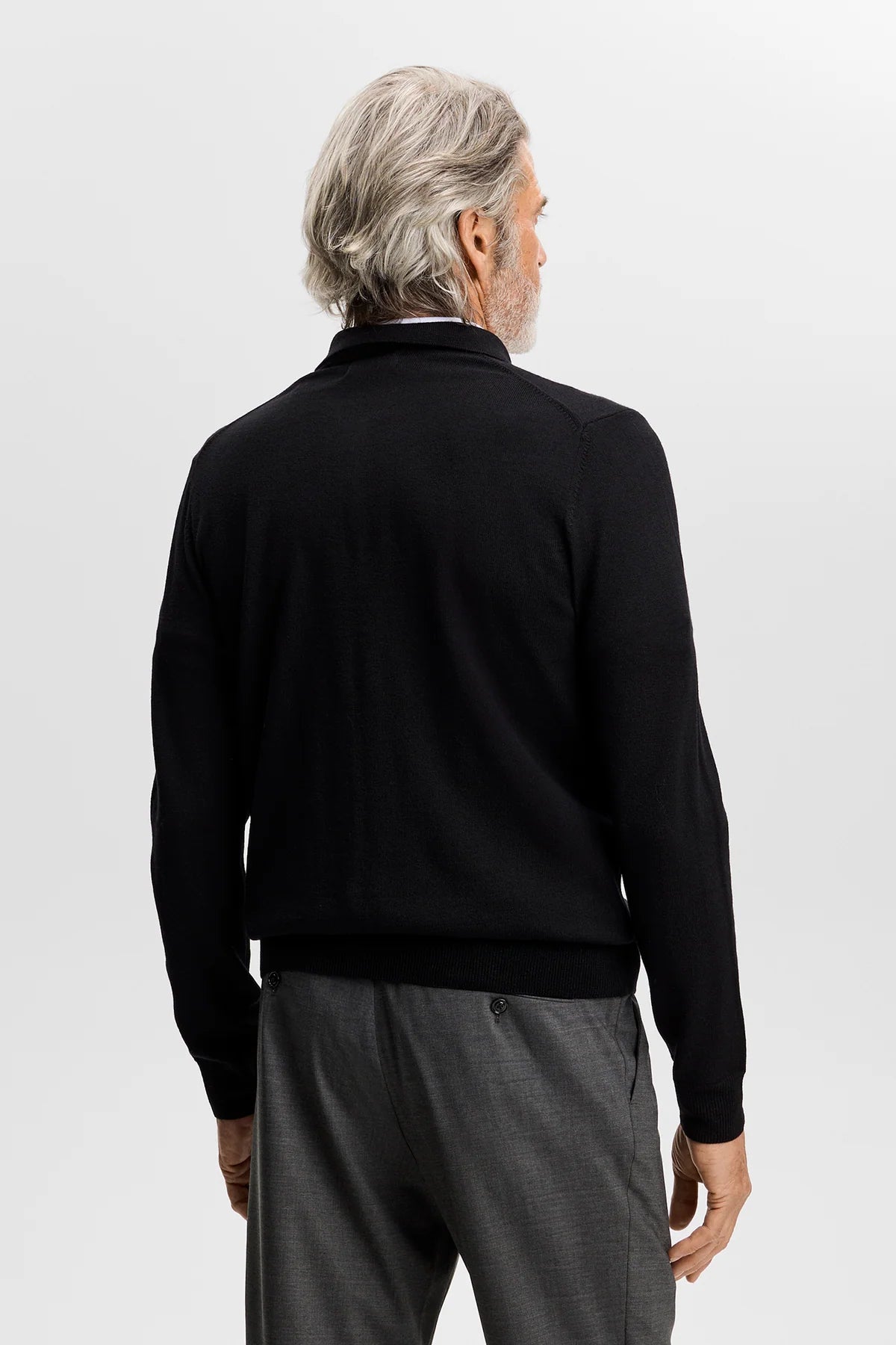 J.Lindeberg |  Polo en laine mérinos tricotée Kai - Noir