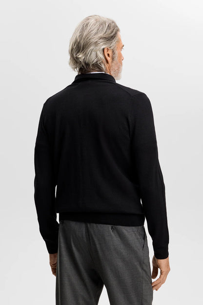 J.Lindeberg |  Polo en laine mérinos tricotée Kai - Noir
