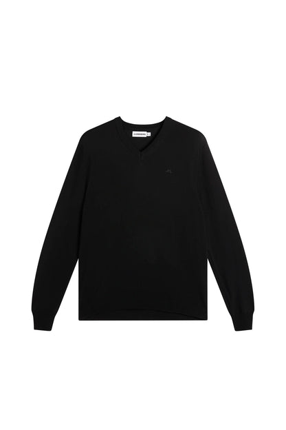J.Lindeberg |  Pull à col en V en maille fine - Noir