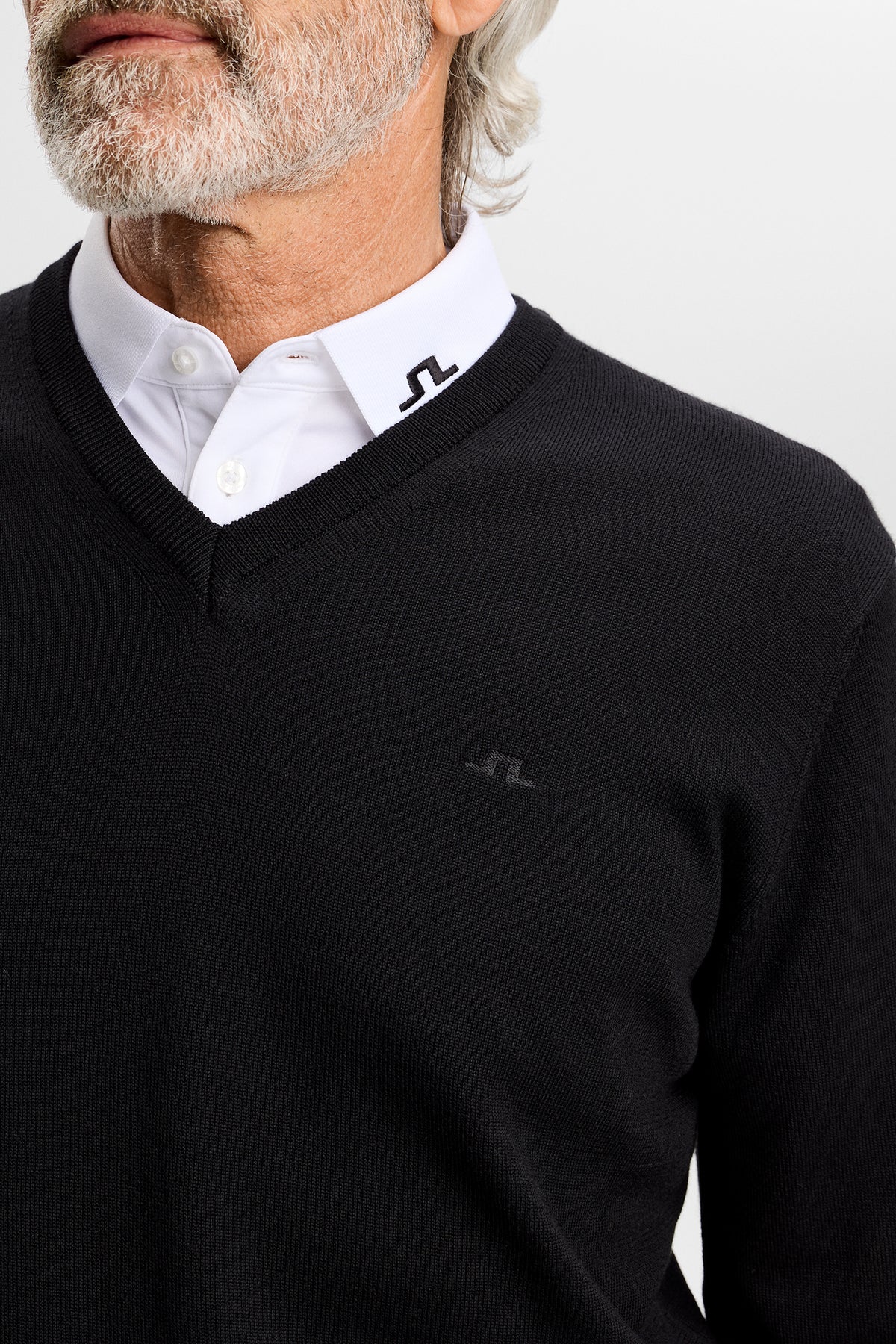 J.Lindeberg |  Pull à col en V en maille fine - Noir
