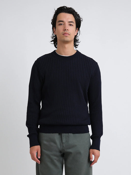 Oliver Spencer | Pull à col rond et à côtés "Blenheim" - Bleu marin Eversley
