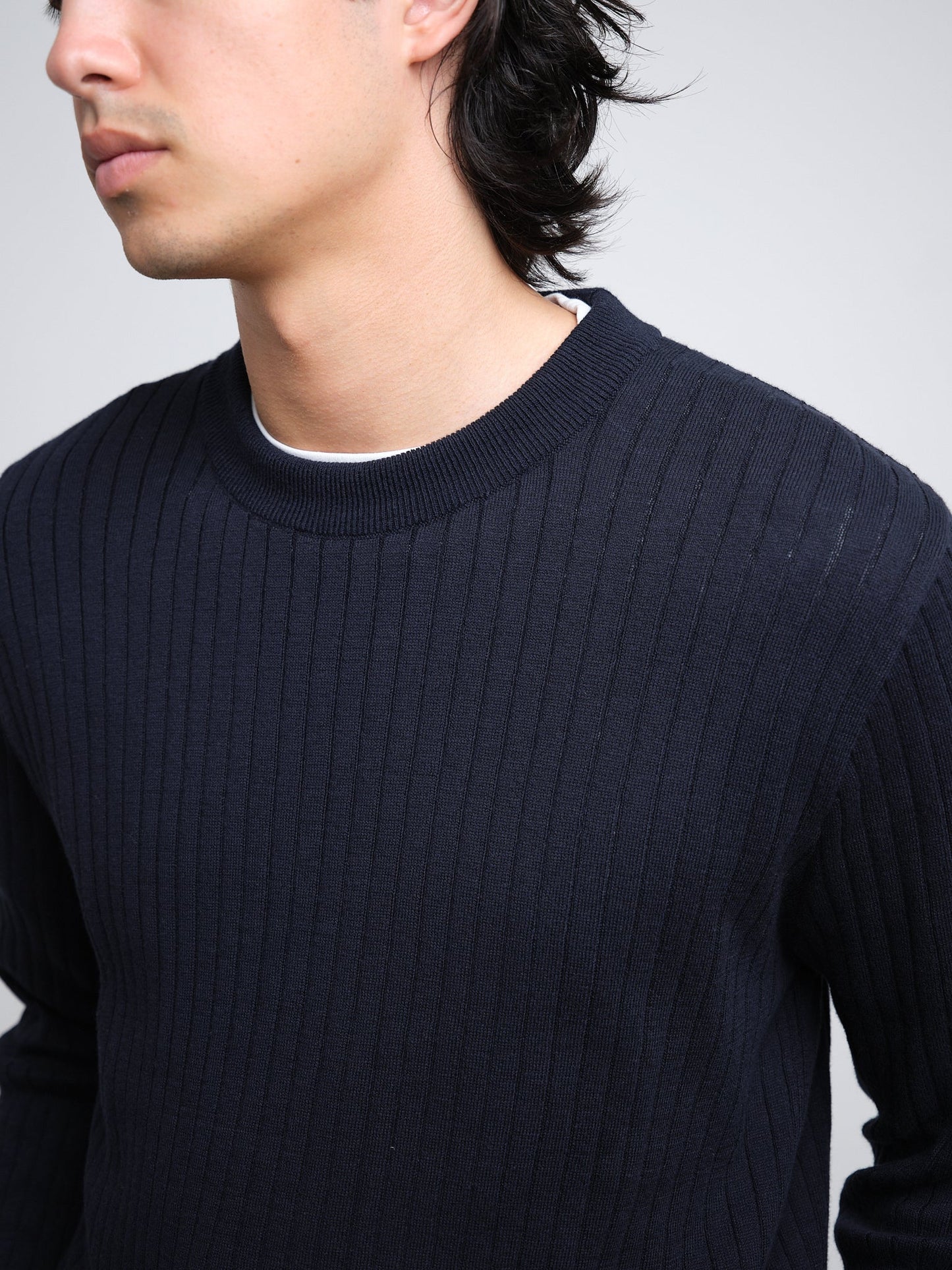 Oliver Spencer | Pull à col rond et à côtés "Blenheim" - Bleu marin Eversley