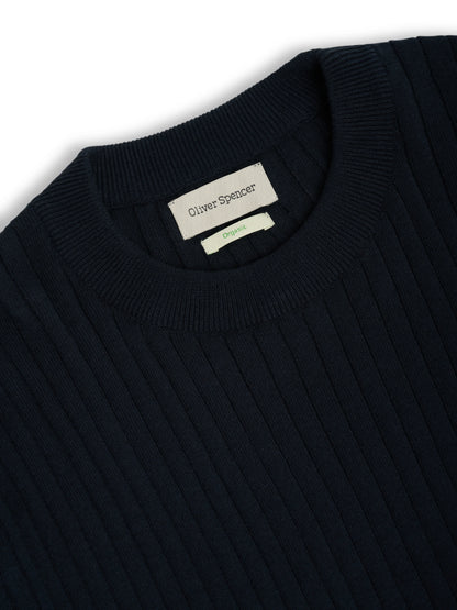 Oliver Spencer | Pull à col rond et à côtés "Blenheim" - Bleu marin Eversley