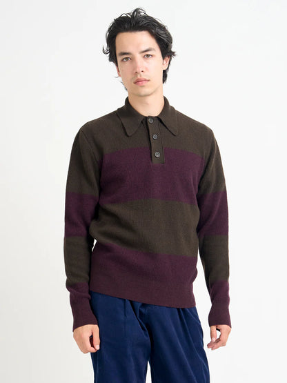 Oliver Spencer | Polo tricoté Wren Paxton - Marron/Violet