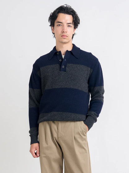 Oliver Spencer | Polo tricoté Wren Paxton - Navy/Charcoal