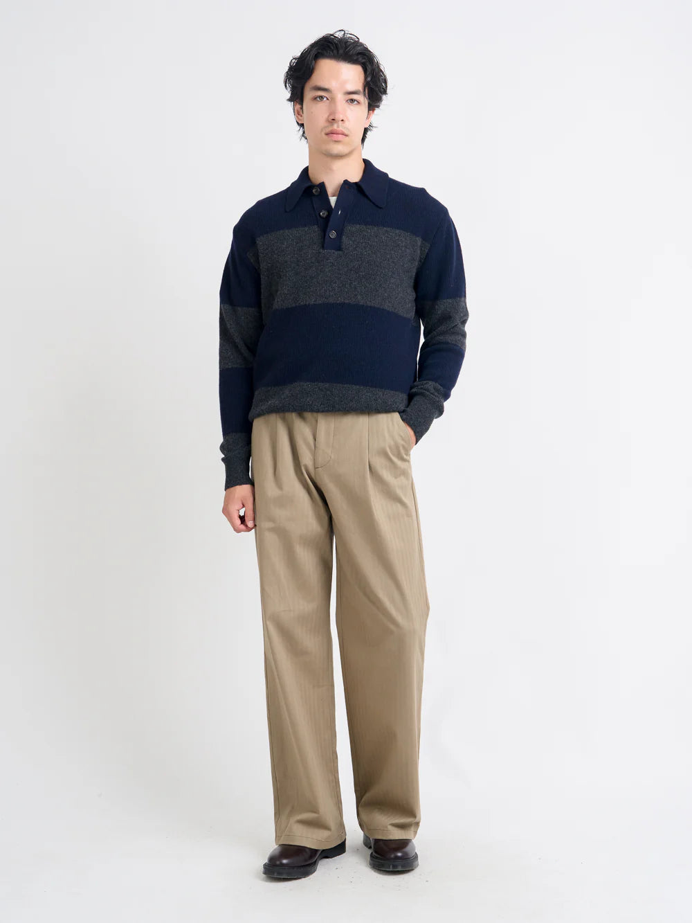 Oliver Spencer | Polo tricoté Wren Paxton - Navy/Charcoal