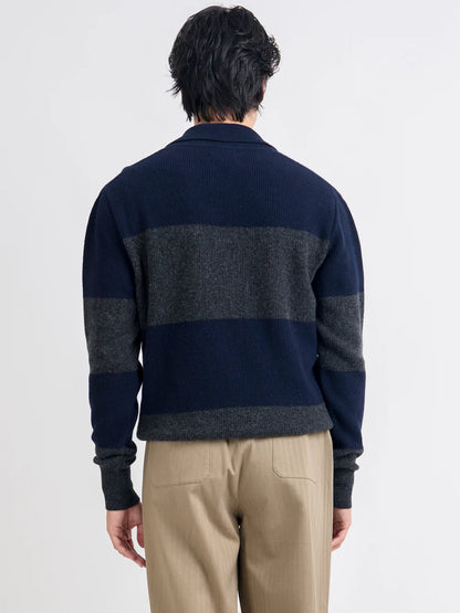 Oliver Spencer | Polo tricoté Wren Paxton - Navy/Charcoal