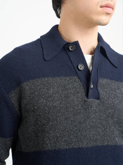 Oliver Spencer | Polo tricoté Wren Paxton - Navy/Charcoal
