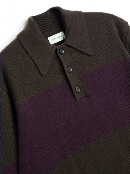 Oliver Spencer | Polo tricoté Wren Paxton - Marron/Violet