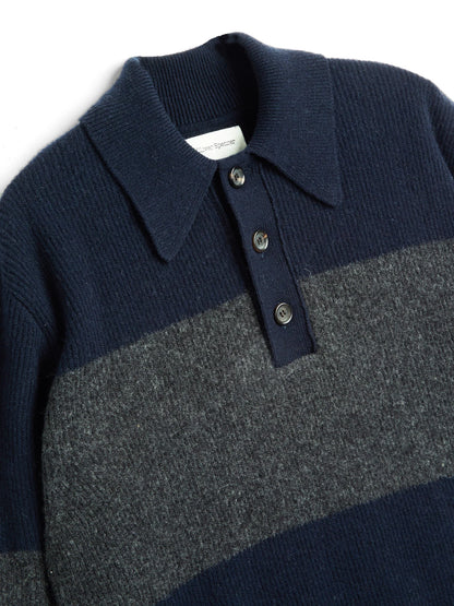 Oliver Spencer | Polo tricoté Wren Paxton - Navy/Charcoal